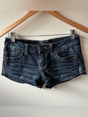 Vanity Low Rise Dark Wash Denim Shorts